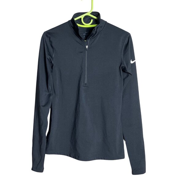 Nike Tops - Nike Pro DriFIT Half Zip Shirt Athletic Sportswear Fitness Workout Black Women M
